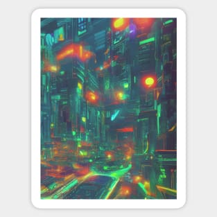 Cool Japanese Neon City Sticker